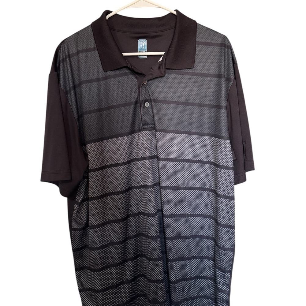 PGA Tour Black and Gray Polo Shirt
